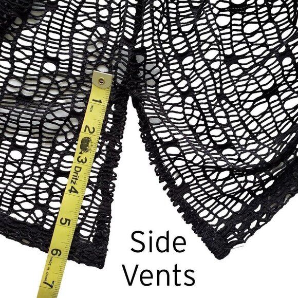 J Valdi Beachy Coverup 3/4 Sleeve Black Mesh V Neck Swim Pool Tunic Size XS - Picture 11 of 12